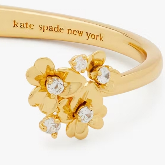 🔹️Kate Spade🔹️ Precious Pansy Gold Floral Hinge Cuff Bracelet - Picture 4 of 8